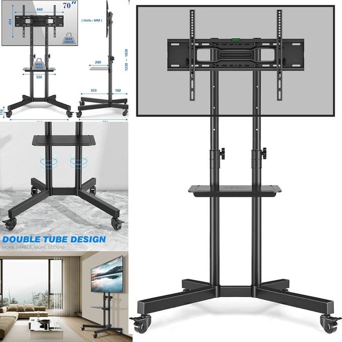 Support TV sur Pied Roulant Mobile de 32" à 75" mobile adaptable haute qualité