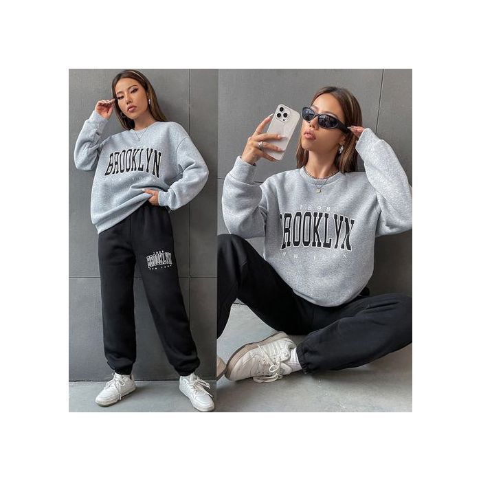 Image de Survêtement 2 Pièces Ensemble Jogging Survêtement Hoodies Femmes Ref 55 - Gris