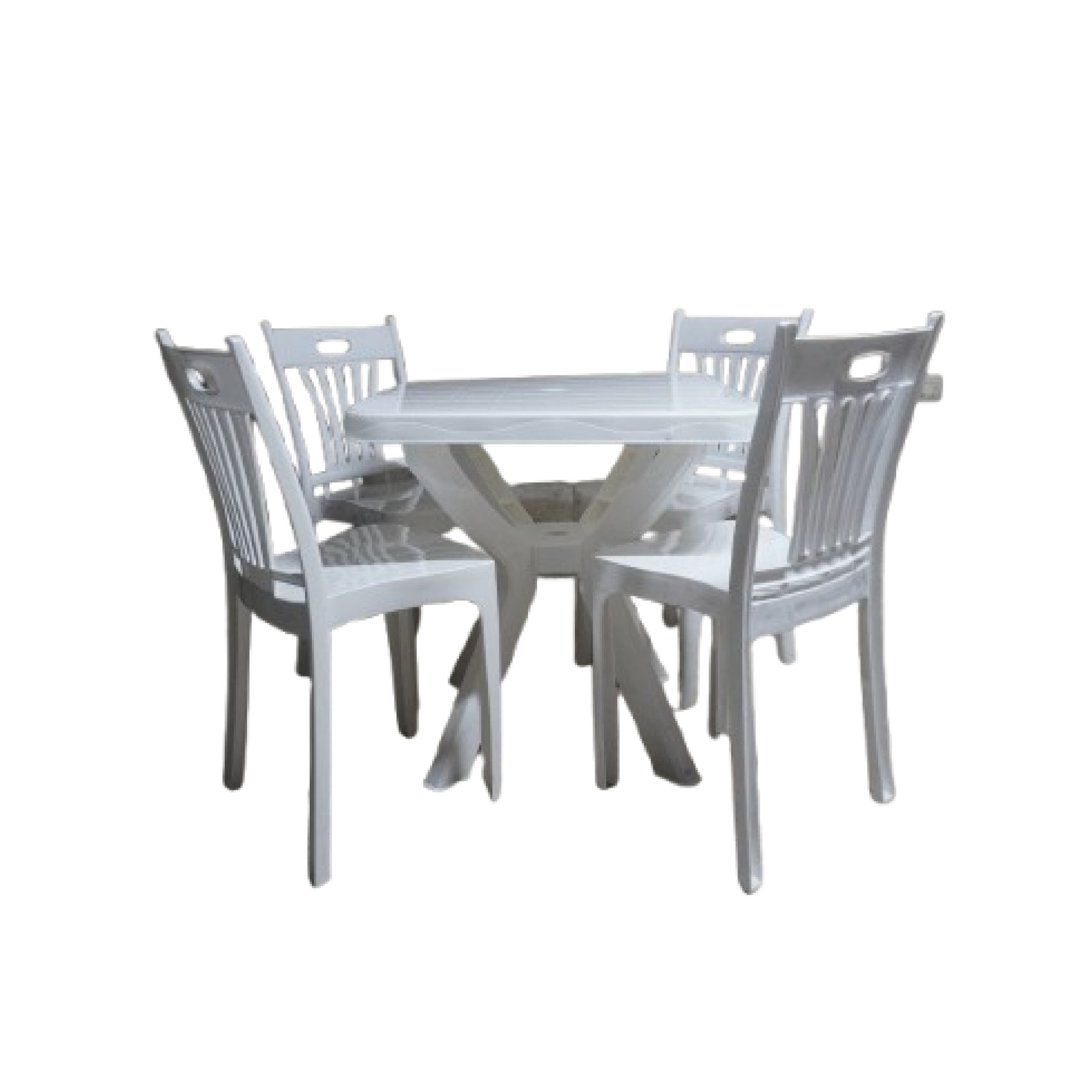 Image de Table carrée de jardin en plastique avec 4 chaises - Unbranded