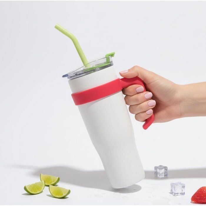 Image de Thermos thermique-grande capacité XXL -Mug Inox avec poignée et paille – Grande capacité 1,2 L