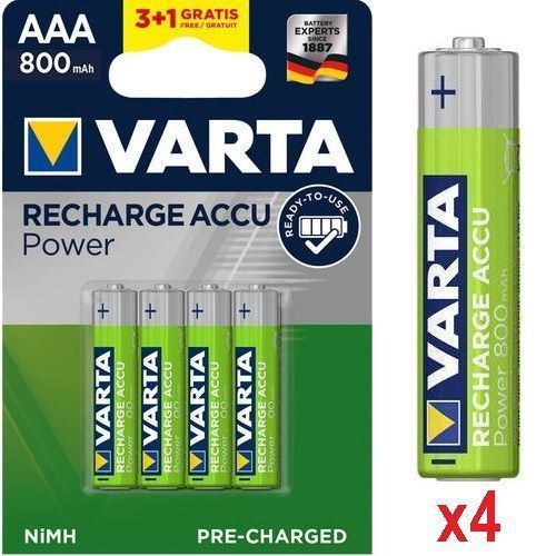 Image de VARTA 4 Batteries Rechargeables AAA 800 mAh // Recharge Accu Power Blister de 4 Piles - Unbranded