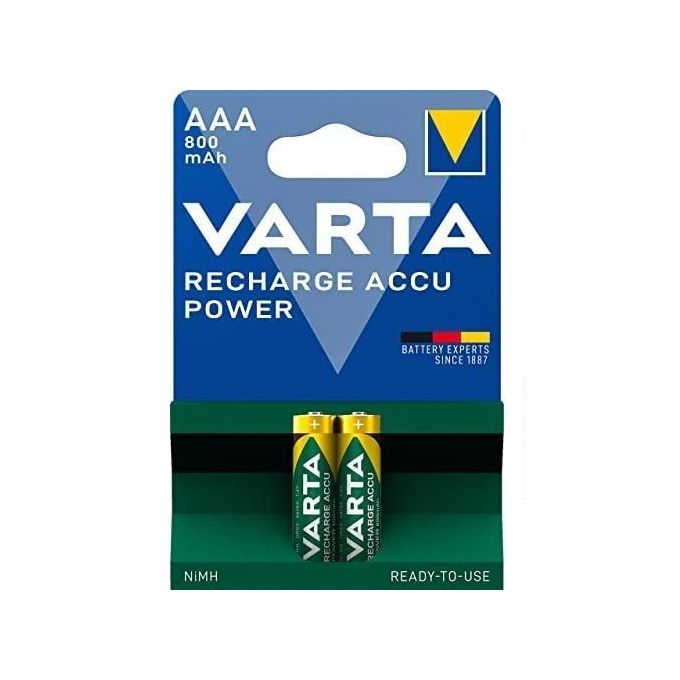 Image de VARTA Blister de 2 Piles Rechargeables // Batterie AAA Capacité 800 mAh 2 unités - Unbranded