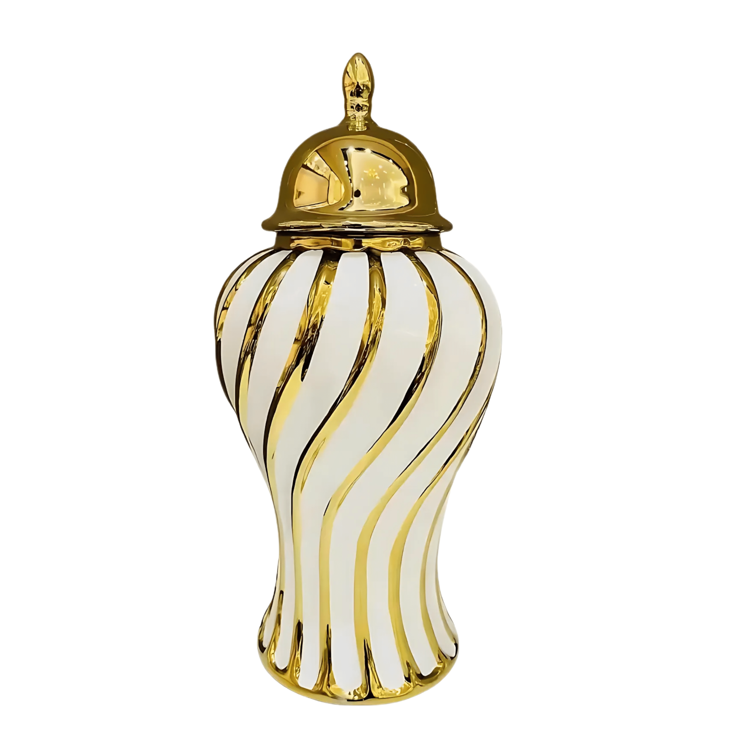 Image de Vase de jarre en Céramique Doré et Blanc - Unbranded