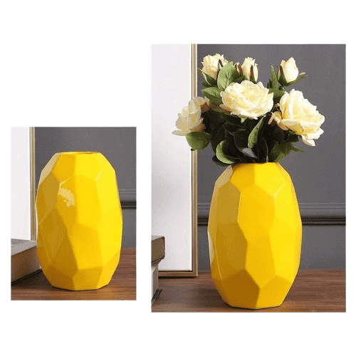 Image de Vase en Porcelaine Jaune – Élégance & Artisanat - Unbranded