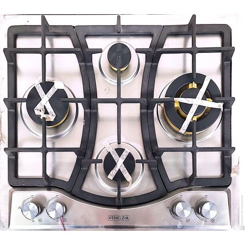 Venezia Plaque de cuisson à gaz encastrable inox 4 feux - allumage électrique - Haute qualité argent doré