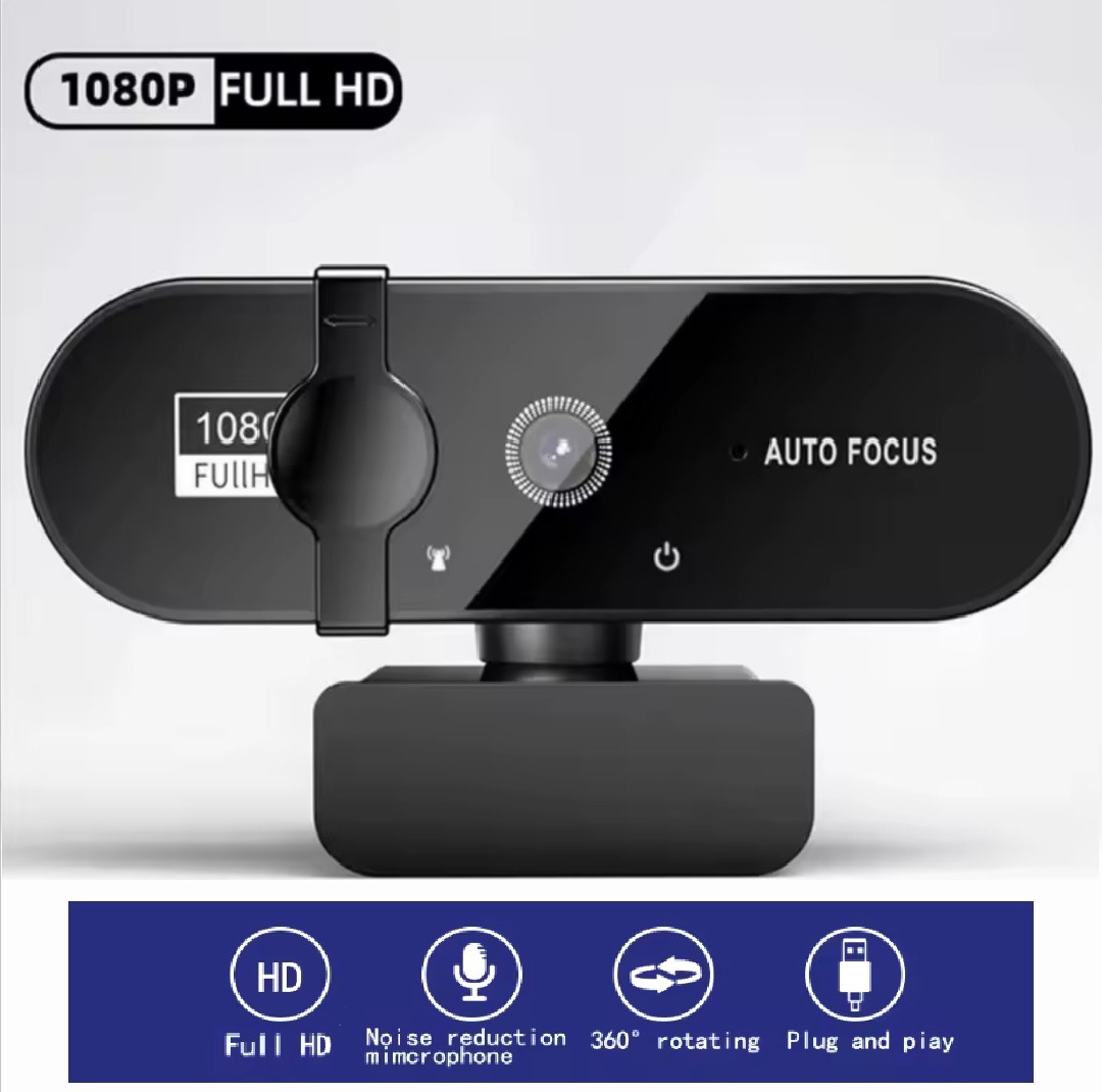 Image de Webcam 1080P Microphone integre, USB, avec couvercle anti-espion - Unbranded